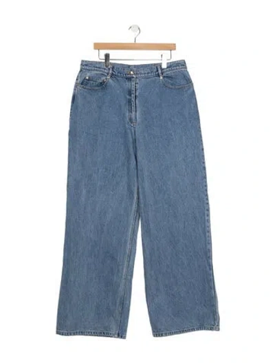 Pre-owned St John Mid-rise Wide Leg Jeans In Blue