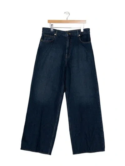 Pre-owned St John Mid-rise Wide Leg Jeans In Blue