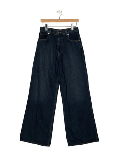 Pre-owned St John Mid-rise Wide Leg Jeans In Blue