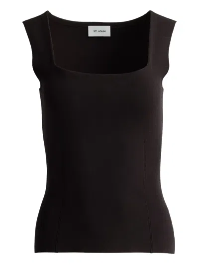 St John Milano Square-neck Top In Brown