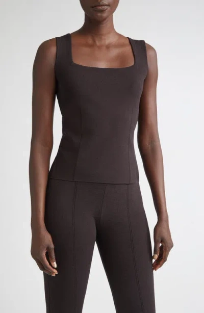 St John St. John Milano Stretch Crepe Shell In Brown