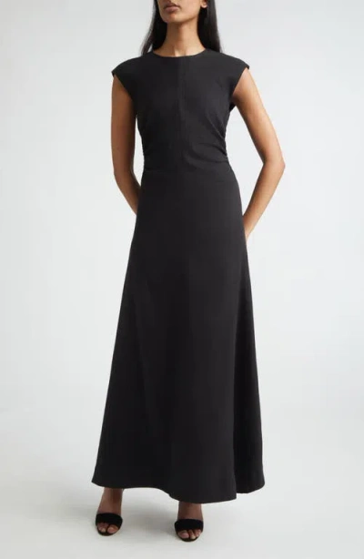 St John St. John Mira Stretch Linen Blend Twill Dress In Black