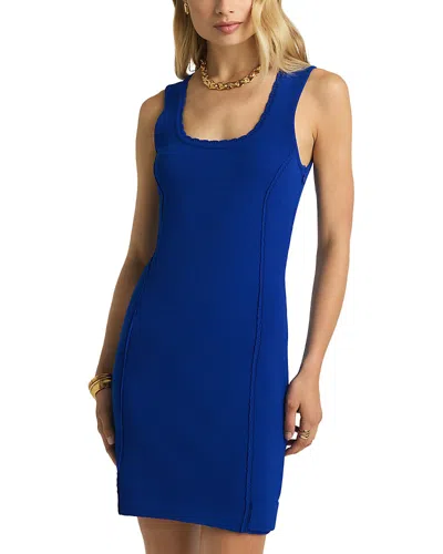 St John Mix Gauge Rib Knit Fitted Dress In Sapphire