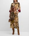 St John St. John Collection Mixed Floral Print Chiffon Dress In Multi
