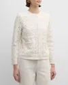 ST JOHN MIXED-MEDIA GUIPURE LACE AND METALLIC TWEED JACKET