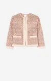 St John Mixed Media Jacket In Brown