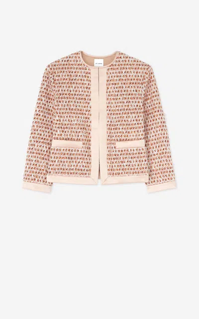 St John Mixed Media Jacket In Brown