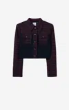 St John Mixed Media Tweed Knit Jacket In Midnight/geranium Multi