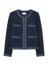 St John Mixed Media Tweed Short Jacket In Royal Blue/lurex Multi