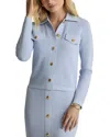 St John Mixed Rib Knit Jacket In Blue