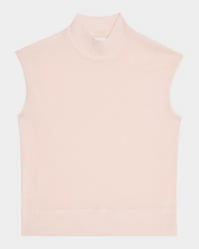 St John Mock-neck Fine Gauge Merino Knit Sweater In Blush
