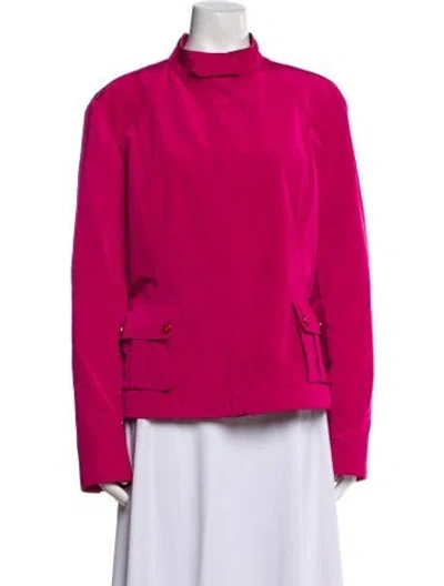 Pre-owned St John Mock Neck Jacket In Pink