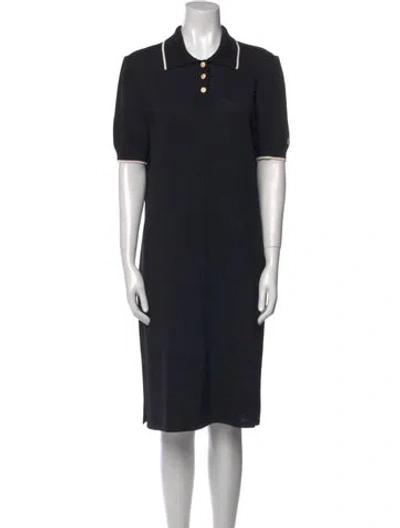 Pre-owned St John Mock Neck Knee-length Dress In Black