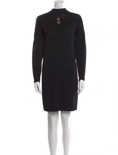 Pre-owned St John Mock Neck Knee-length Dress In Black