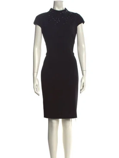 Pre-owned St John Mock Neck Knee-length Dress In Black
