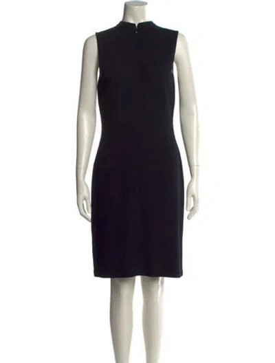Pre-owned St John Mock Neck Knee-length Dress In Black