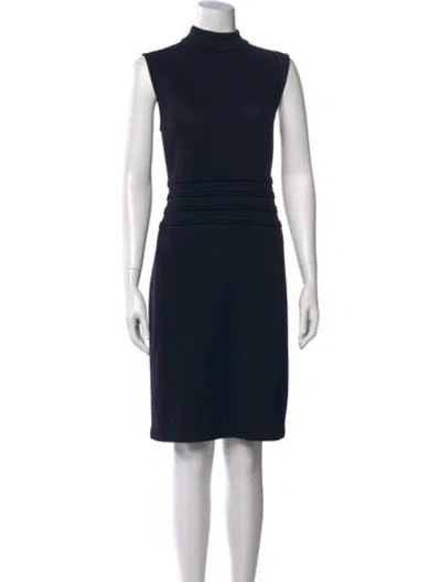 Pre-owned St John Mock Neck Knee-length Dress In Black