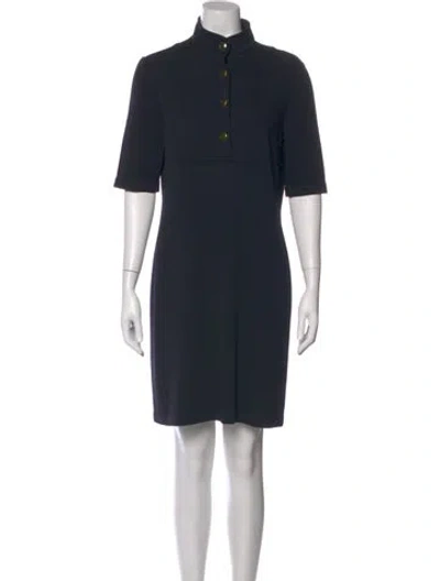 Pre-owned St John Mock Neck Knee-length Dress In Black