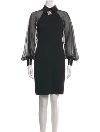 Pre-owned St John Mock Neck Knee-length Dress In Black