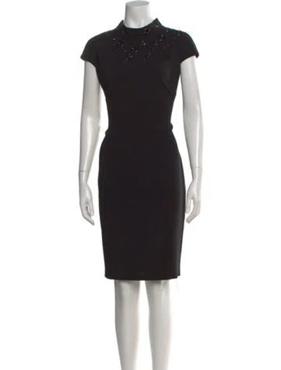 Pre-owned St John Mock Neck Knee-length Dress In Black