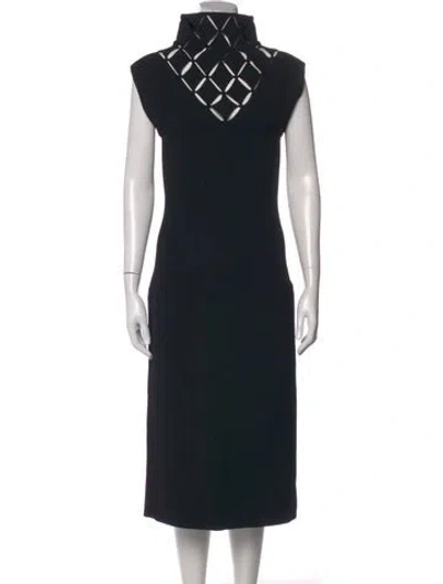 Pre-owned St John Mock Neck Knee-length Dress In Black