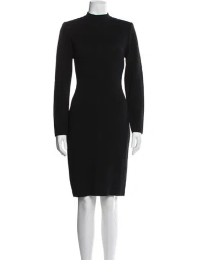 Pre-owned St John Mock Neck Knee-length Dress In Blue