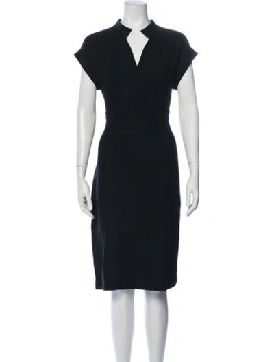 Pre-owned St John Mock Neck Knee-length Dress In Blue
