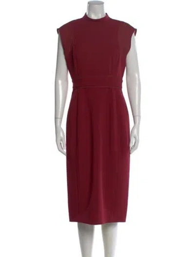 Pre-owned St John Mock Neck Knee-length Dress In Burgundy