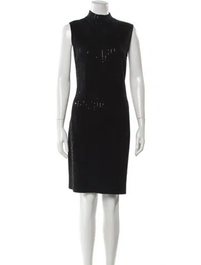 Pre-owned St John Mock Neck Knee-length Dress In Gray