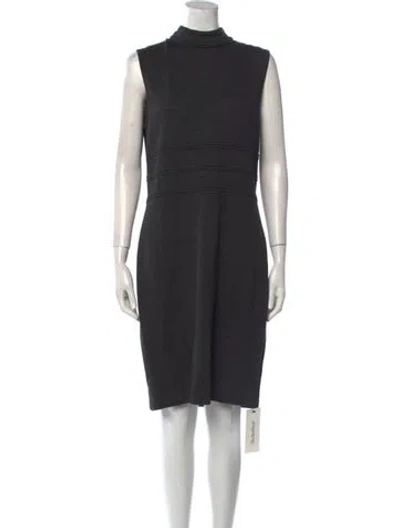 Pre-owned St John Mock Neck Knee-length Dress In Gray
