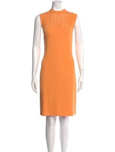 Pre-owned St John Mock Neck Knee-length Dress In Yellow
