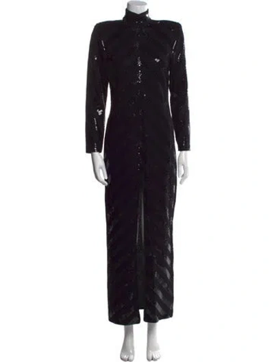 Pre-owned St John Mock Neck Long Dress In Black