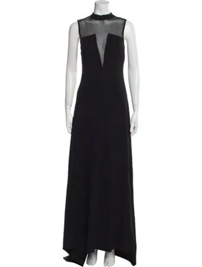 Pre-owned St John Mock Neck Long Dress In Black