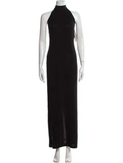 Pre-owned St John Mock Neck Long Dress In Black