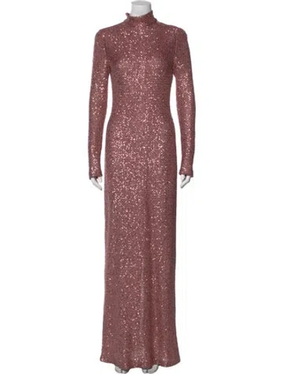 Pre-owned St John Mock Neck Long Dress In Pink