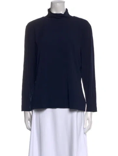 Pre-owned St John Mock Neck Long Sleeve Sweatshirt In Blue