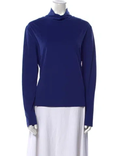 Pre-owned St John Mock Neck Long Sleeve Sweatshirt In Blue