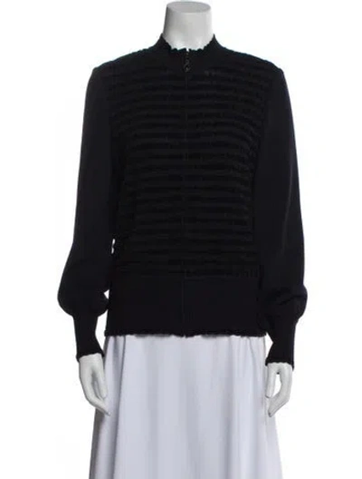 Pre-owned St John Mock Neck Long Sleeve Sweatshirt In Blue