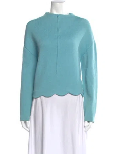 Pre-owned St John Mock Neck Long Sleeve Sweatshirt In Blue