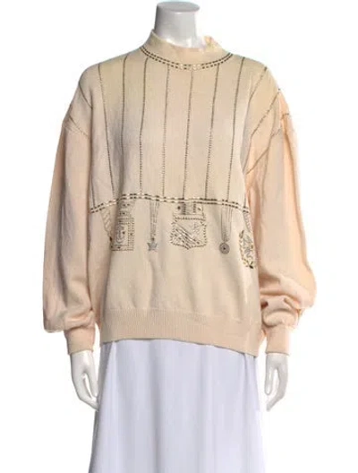 Pre-owned St John Mock Neck Long Sleeve Sweatshirt In Neutral