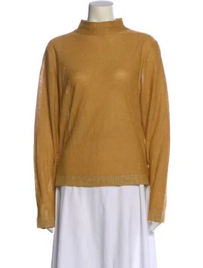 Pre-owned St John Mock Neck Long Sleeve Sweatshirt W/ Tags In Yellow