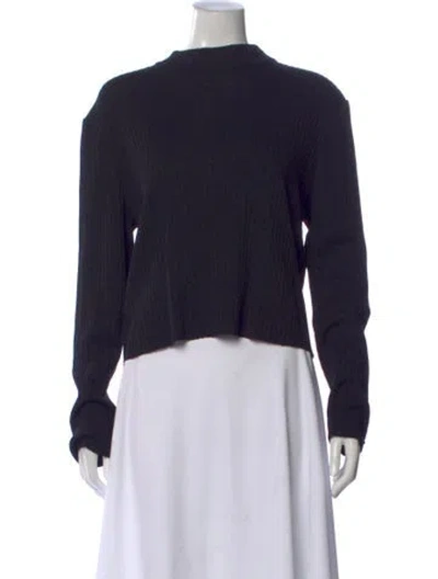 Pre-owned St John Mock Neck Long Sleeve Top In Black
