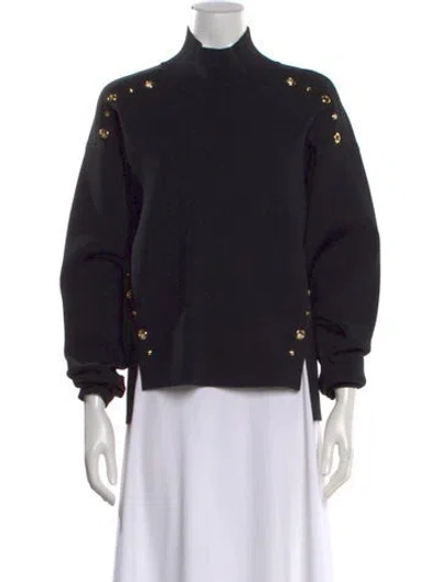 Pre-owned St John Mock Neck Long Sleeve Top In Black