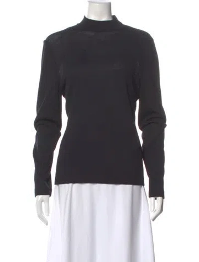 Pre-owned St John Mock Neck Long Sleeve Top In Gray