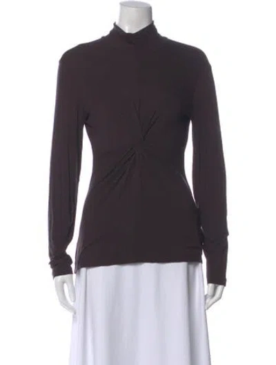 Pre-owned St John Mock Neck Long Sleeve Top In Gray