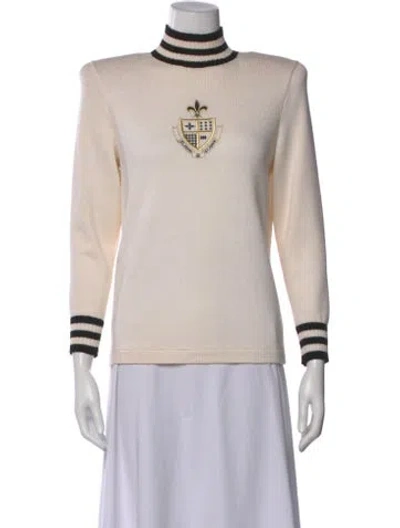 Pre-owned St John Mock Neck Long Sleeve Top In Neutral