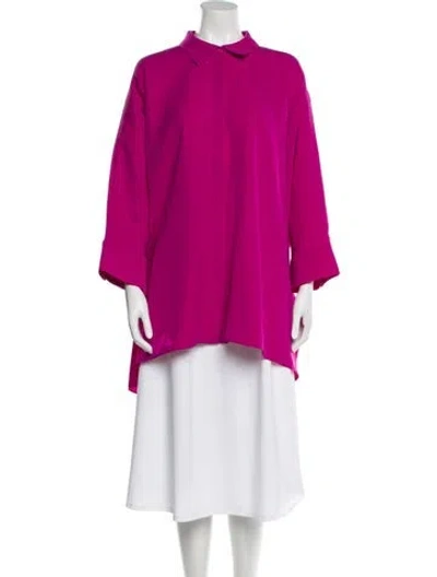 Pre-owned St John Mock Neck Long Sleeve Tunic In Pink