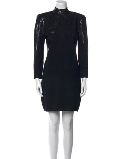 Pre-owned St John Mock Neck Mini Dress In Black