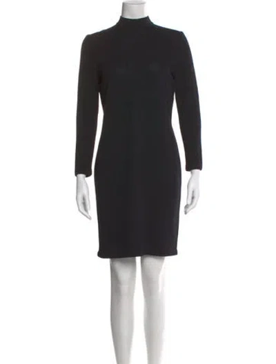 Pre-owned St John Mock Neck Mini Dress In Black