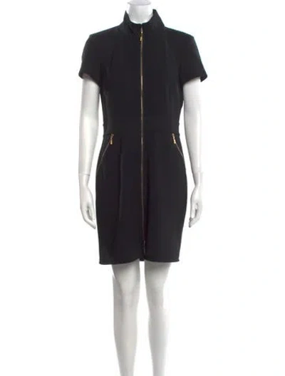 Pre-owned St John Mock Neck Mini Dress In Black